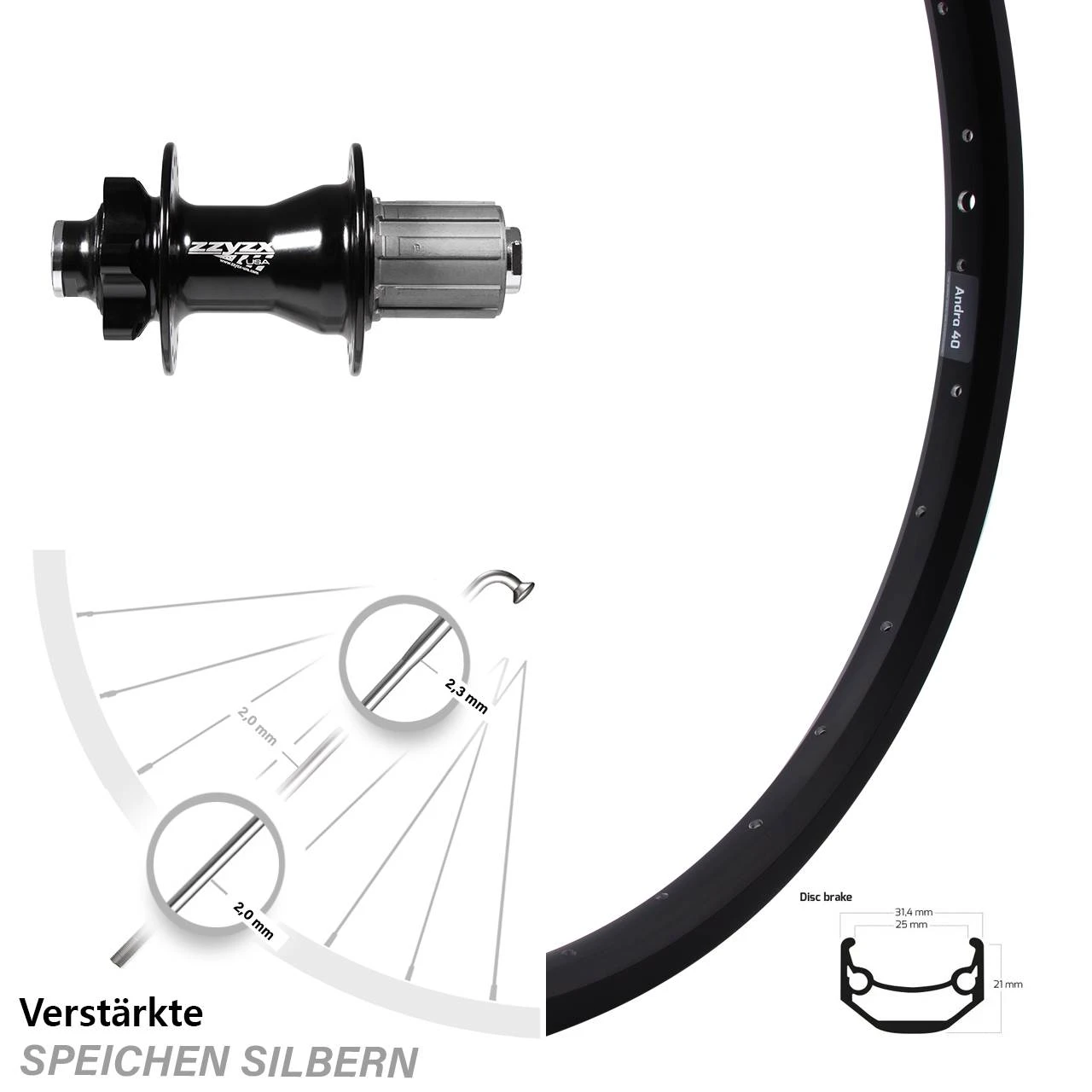 24 Zoll Hinterrad Ryde Andra 40 Disc Mit Zzyzx Nabe 10 X 135 Mm Steckachse 3 24 Zoll Hinterrad Ryde Andra 40 Disc Mit Zzyzx Nabe 10 X 135 Mm Steckachse