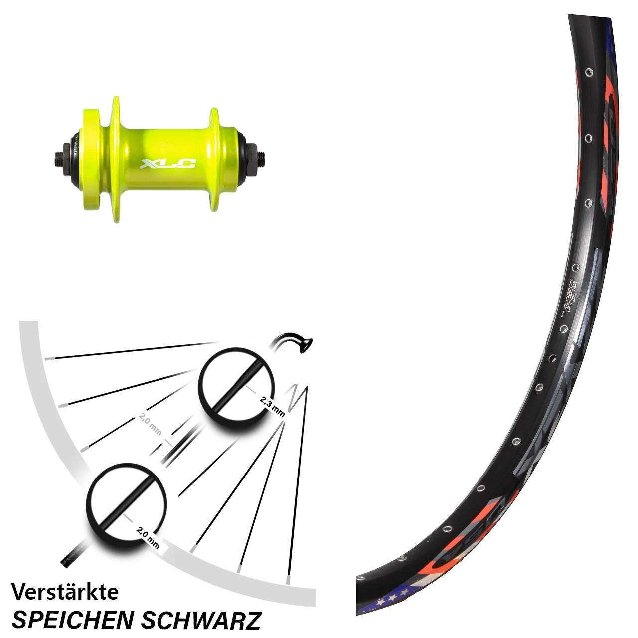 DRC Disc Vorderrad 26 Zoll Mit XLC Evo Nabe Grün 3 DRC Disc Vorderrad 26 Zoll Mit XLC Evo Nabe Grün