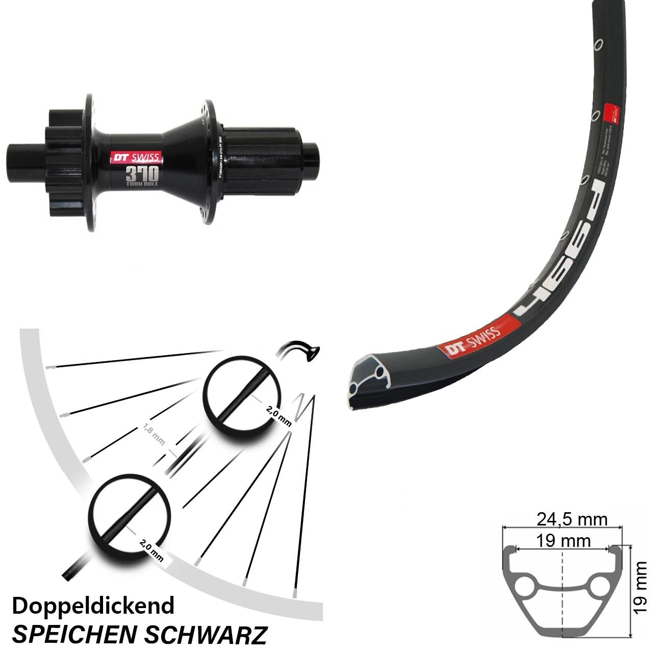 Dt-swiss DT Swiss 370 6-Loch Und 466 Hinterrad 27,5 Zoll Für Steckachse 3 Dt-swiss DT Swiss 370 6-Loch Und 466 Hinterrad 27,5 Zoll Für Steckachse