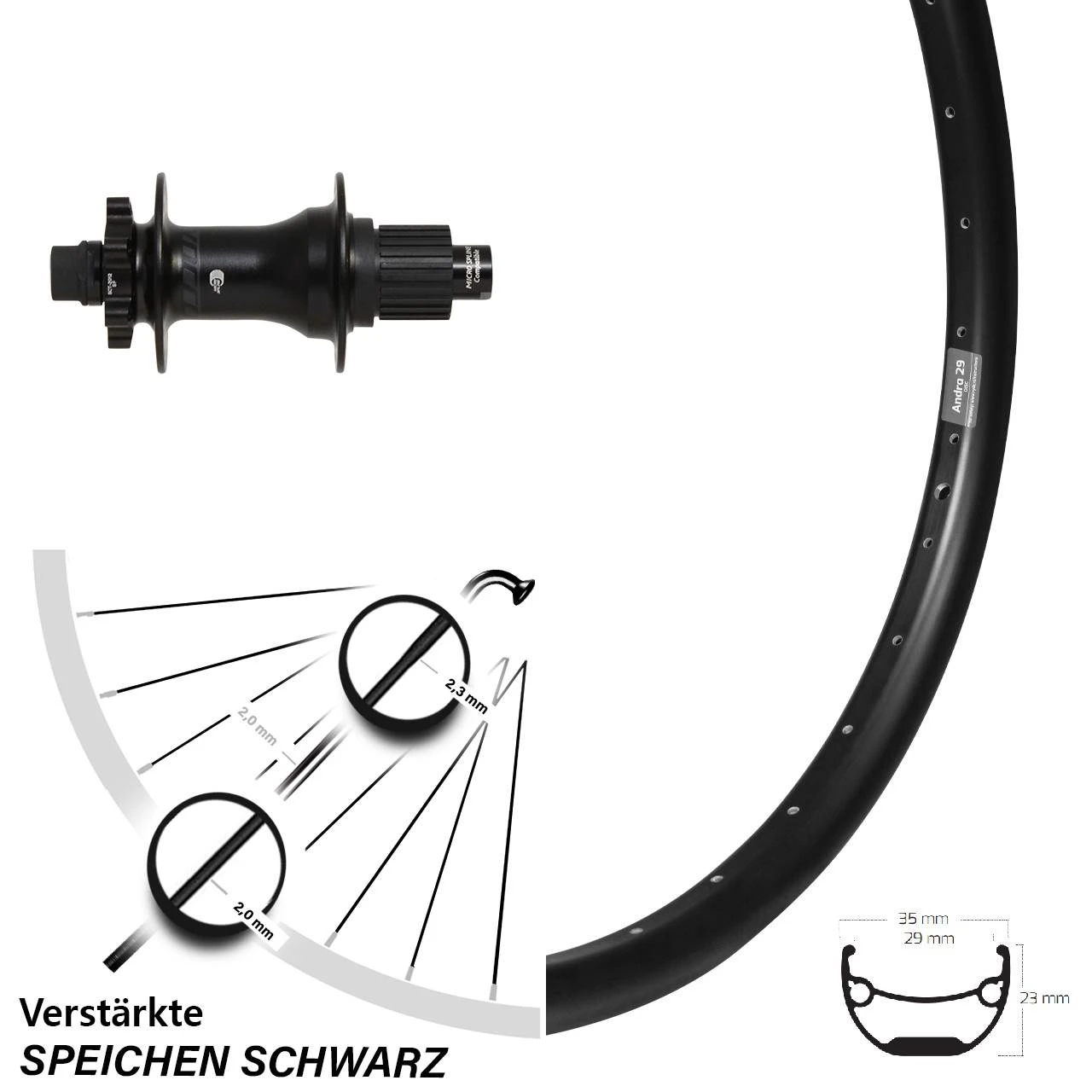 Hinterrad 29 Zoll Ryde Andra 29 Syncros Boost Shimano Micro Spline 3 Hinterrad 29 Zoll Ryde Andra 29 Syncros Boost Shimano Micro Spline