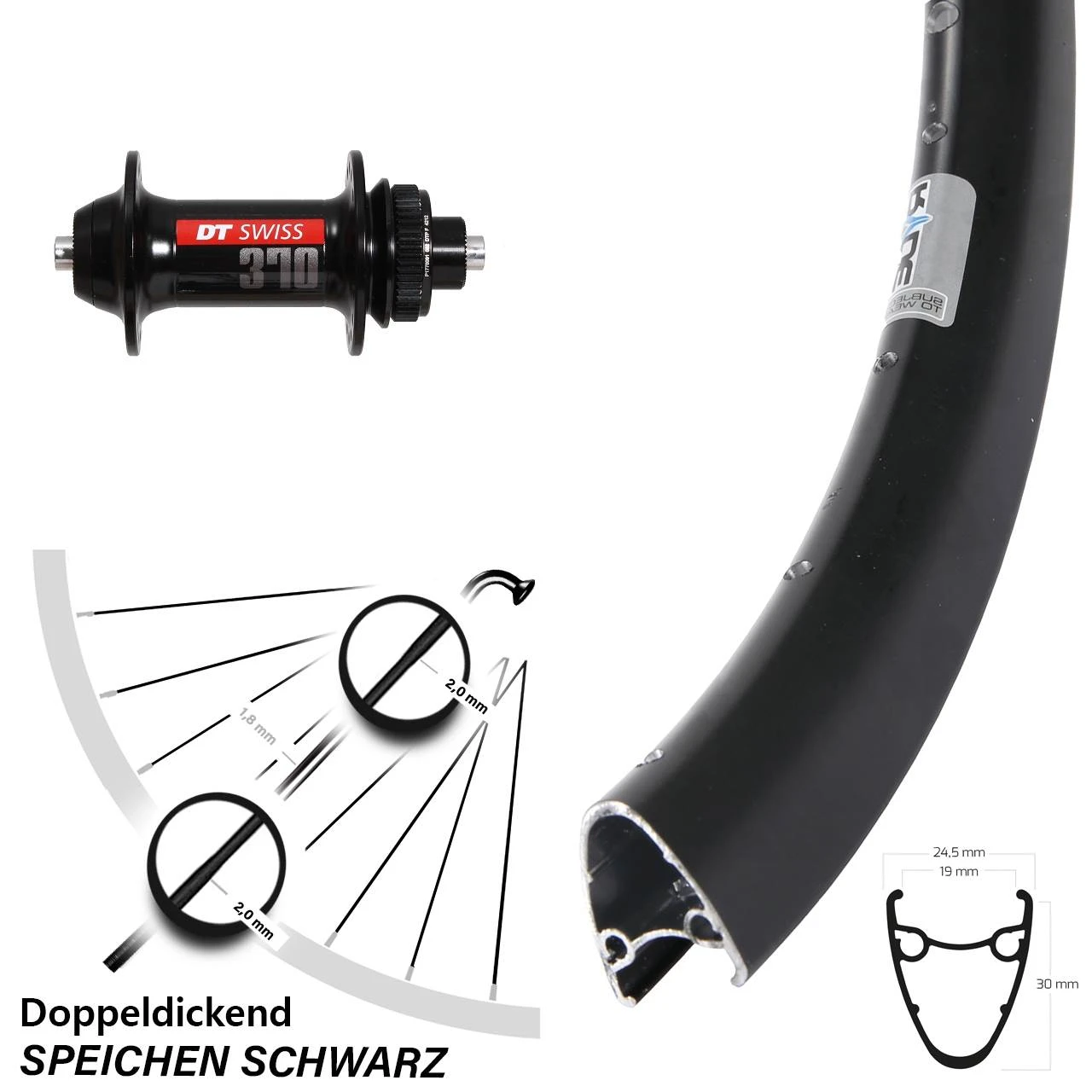 28 Zoll Vorderrad Ryde Dutch 19 Mit DT Swiss 370 Centerlock Nabe 3 28 Zoll Vorderrad Ryde Dutch 19 Mit DT Swiss 370 Centerlock Nabe