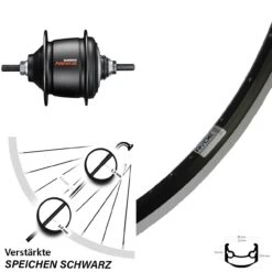 Hinterrad 27,5 Zoll Ryde Andra 35 Shimano Nexus 8-Gang Schwarz