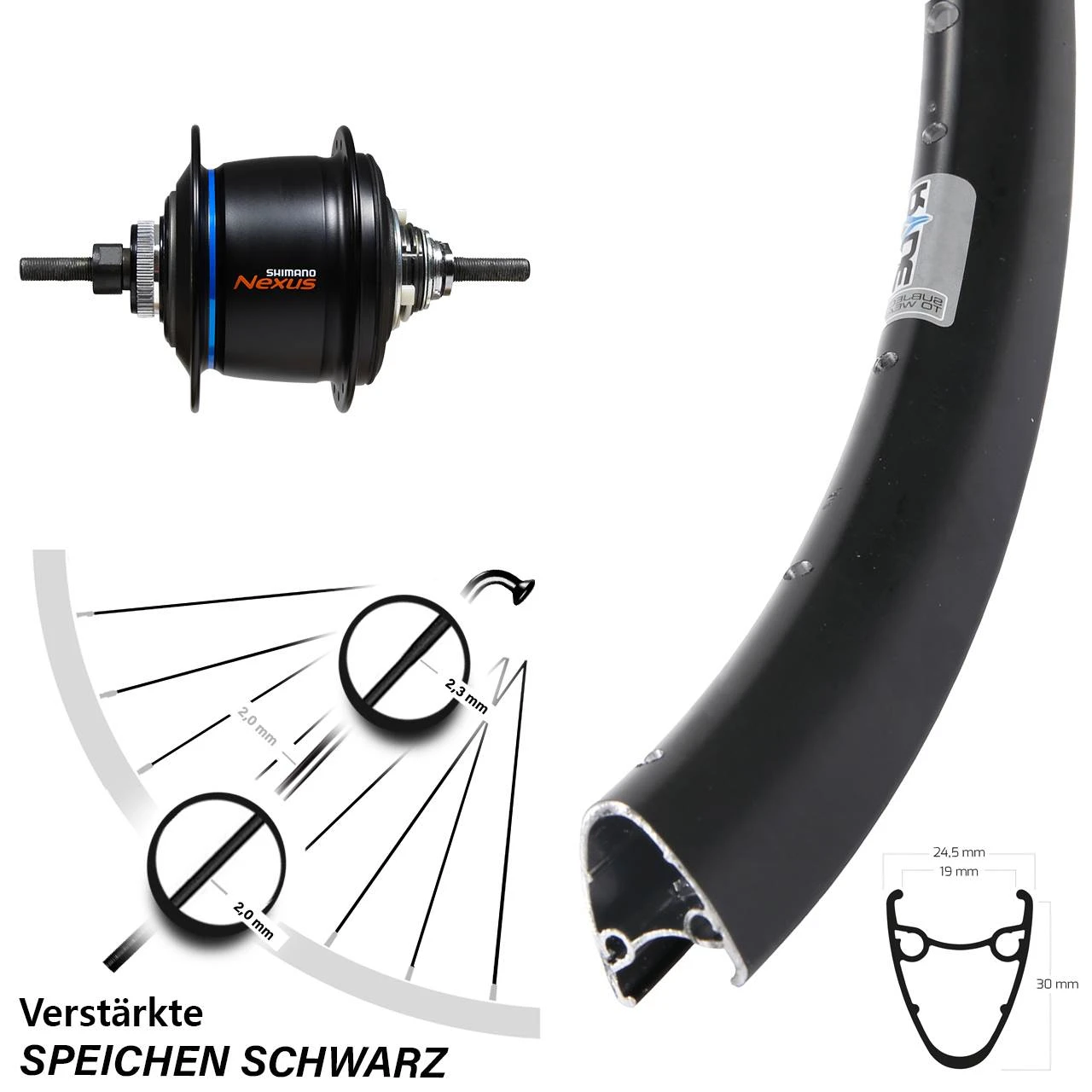 E-Bike Hinterrad Ryde Dutch 19 Disc 28 Zoll Shimano SG-C6060 8-Gang Di2 3 E-Bike Hinterrad Ryde Dutch 19 Disc 28 Zoll Shimano SG-C6060 8-Gang Di2