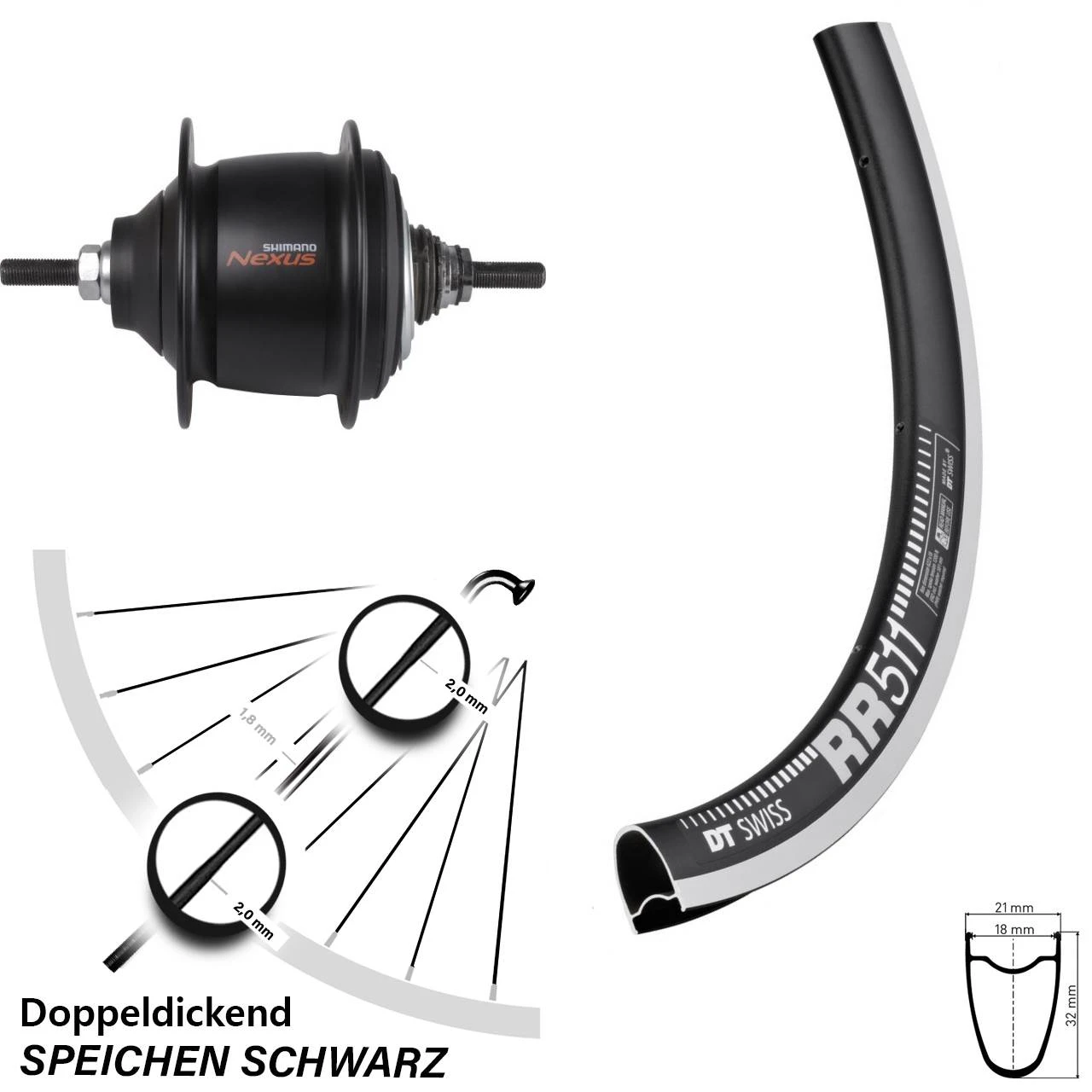 Dt-swiss Laufrad 28 Zoll DT Swiss RR 511 RB Felgenbremse Schwarz Shimano SG-C6011 Premium 3 Dt-swiss Laufrad 28 Zoll DT Swiss RR 511 RB Felgenbremse Schwarz Shimano SG-C6011 Premium