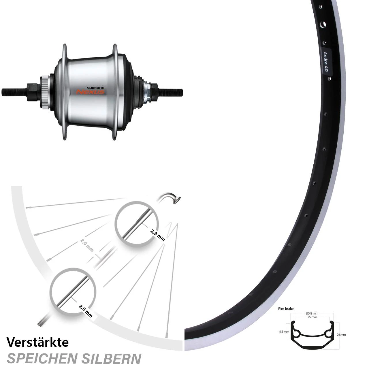 Hinterrad 26 Zoll Ryde Andra 40 Shimano Nexus 7-Gang Centerlock 3 Hinterrad 26 Zoll Ryde Andra 40 Shimano Nexus 7-Gang Centerlock