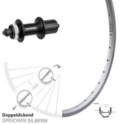 Hinterrad 26 Zoll Shimano Alivio Ryde ZAC 421 Silbern
