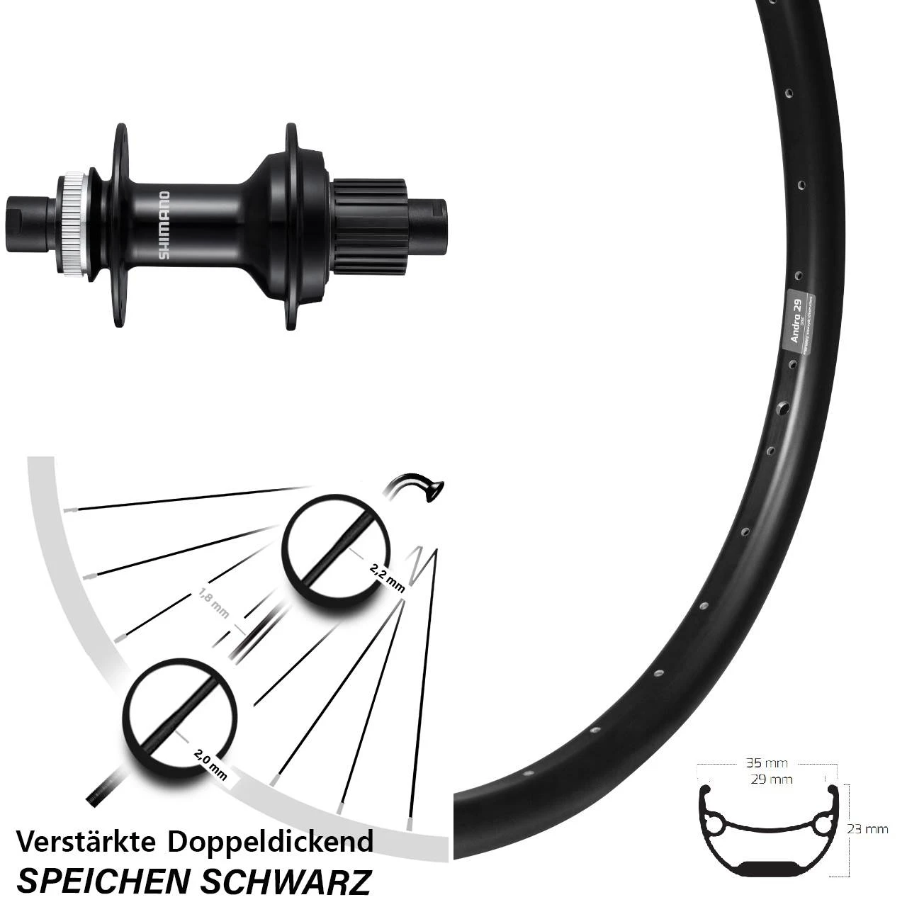 27,5 Zoll Hinterrad Shimano FH-MT510B Ryde Andra 29 Boost Microspline 3 27,5 Zoll Hinterrad Shimano FH-MT510B Ryde Andra 29 Boost Microspline