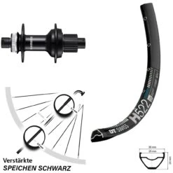 Dt-swiss Shimano FH-MT510B Boost DT Swiss H 522 Hinterrad 27,5 Zoll Centerlock Microspline