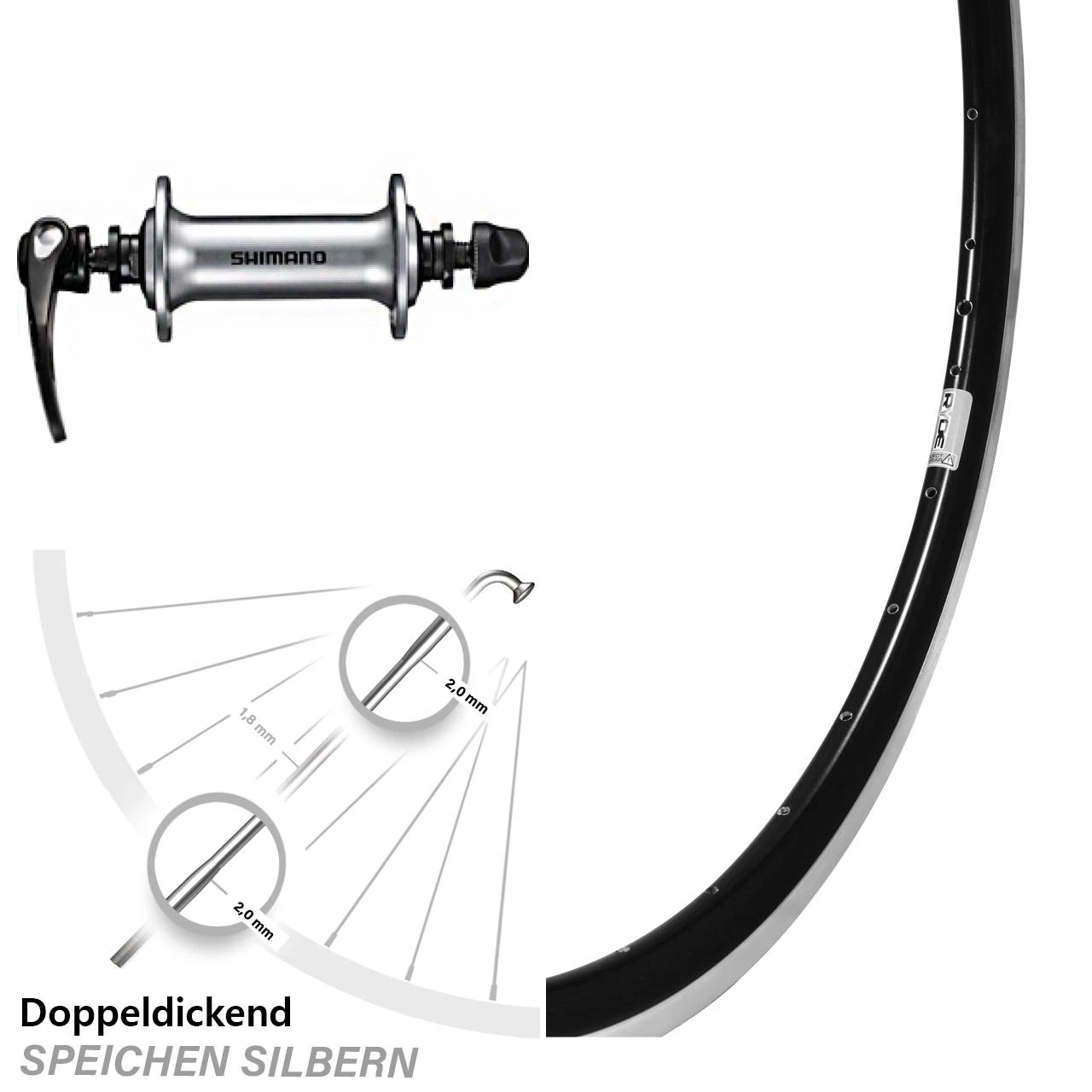 Vorderrad 28 Zoll Ryde Dutch 19 Shimano HB-RS400 Silber 3 Vorderrad 28 Zoll Ryde Dutch 19 Shimano HB-RS400 Silber