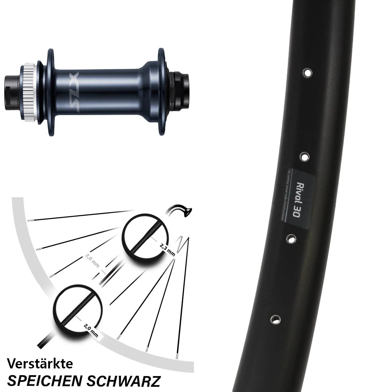 Ryde Rival 30 Vorderrad 29 Zoll Shimano SLX HB-M7110 Boost 3 Ryde Rival 30 Vorderrad 29 Zoll Shimano SLX HB-M7110 Boost
