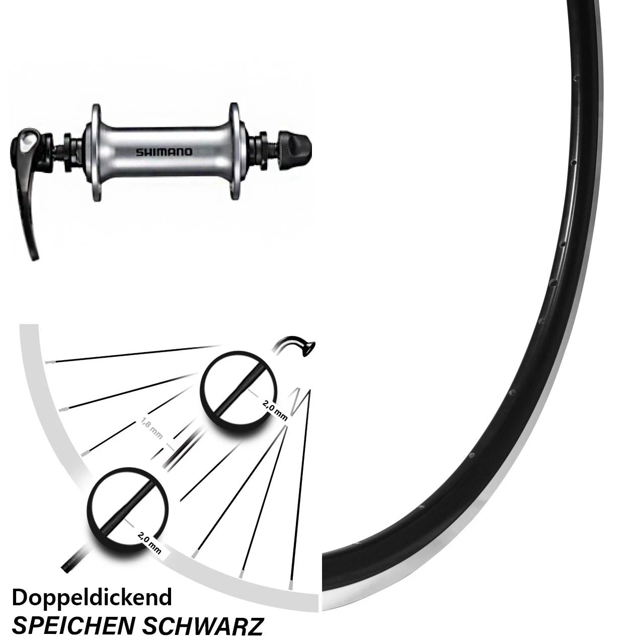 Shimano HB-RS400 Silbern Ryde DP 16 Vorderrad 28 Zoll 3 Shimano HB-RS400 Silbern Ryde DP 16 Vorderrad 28 Zoll