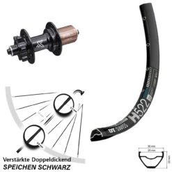 Dt-swiss 29 Zoll Hinterrad DT Swiss H 522 Mit KX-M HR 6-loch Nabe