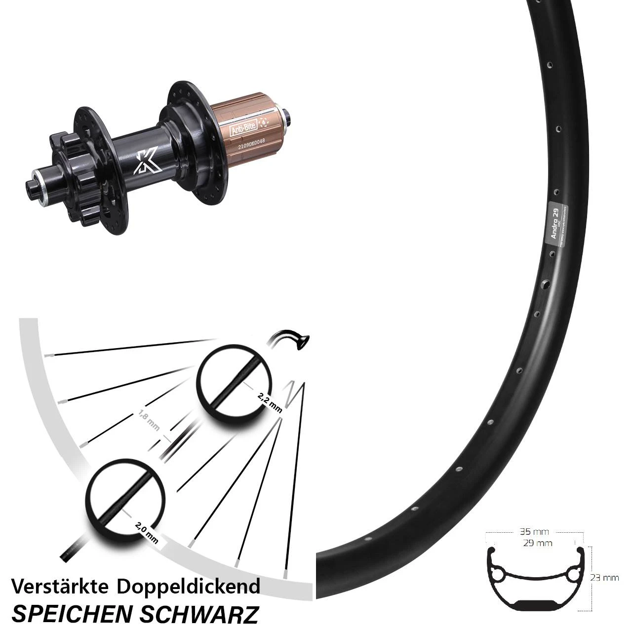 29/29+ Zoll Hinterrad KX-M Nabe 5/135 Mm Ryde Andra 29 3 29/29+ Zoll Hinterrad KX-M Nabe 5/135 Mm Ryde Andra 29