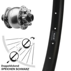 Vorderrad 27,5+ Zoll Ryde Rival 30 Disc Nabendynamo Son 28-15