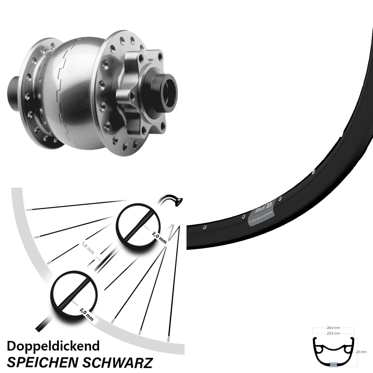 29 Zoll Vorderrad Mit Nabendynamo Ryde Rival 23 Son 28-15 Silbern Eloxiert 3 29 Zoll Vorderrad Mit Nabendynamo Ryde Rival 23 Son 28-15 Silbern Eloxiert
