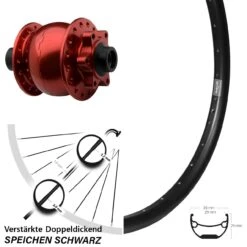 26 Zoll Vorderrad Ryde Andra 29 Inklusive Nabendynamo 6-Loch Son 28-15