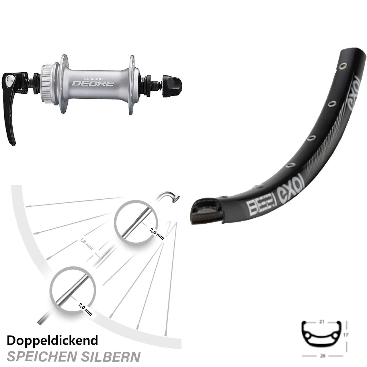 29 Zoll Vorderrad Shimano Deore HB-M6000 Exal BE 21 Centerlock 3 29 Zoll Vorderrad Shimano Deore HB-M6000 Exal BE 21 Centerlock