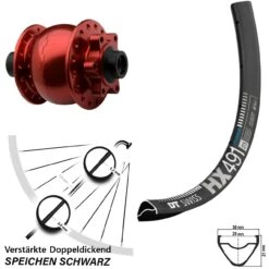 Dt-swiss Vorderrad Mit Nabendynamo Son 28-15 Rot Eloxiert DT Swiss HX 491 29 Zoll