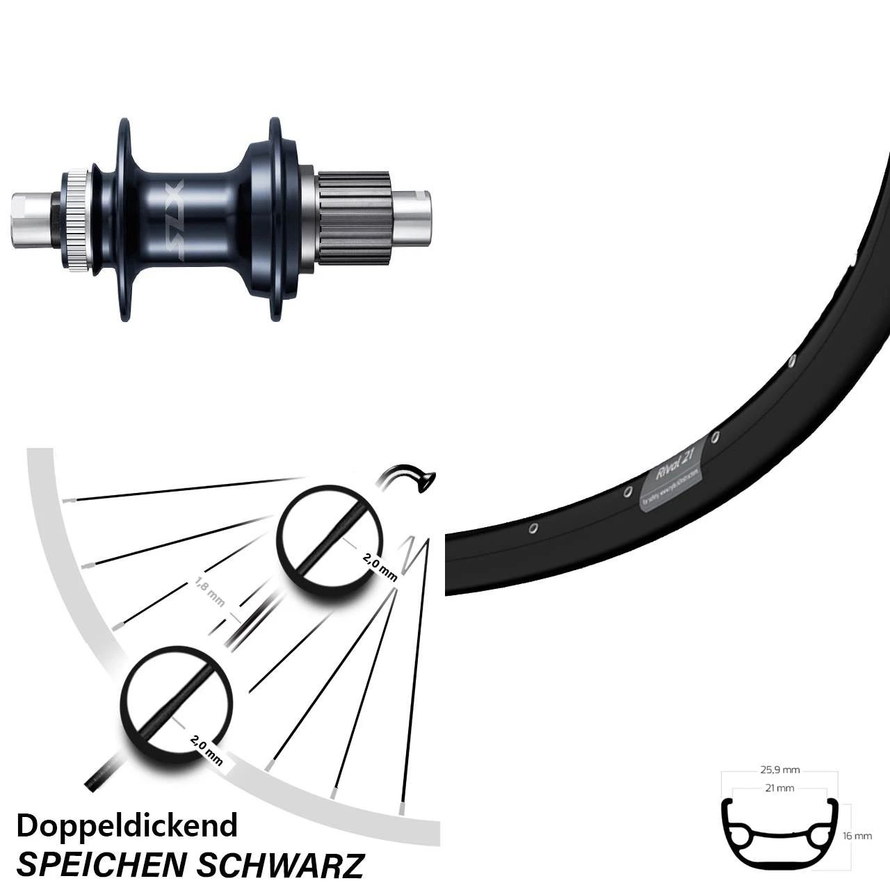 Hinterrad Ryde Rival 21 Disc Shimano SLX FH-M7110 Microspline 12x142 Mm 3 Hinterrad Ryde Rival 21 Disc Shimano SLX FH-M7110 Microspline 12x142 Mm
