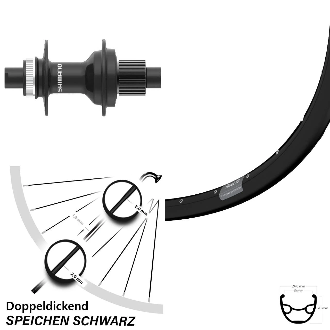 27,5 Zoll Hinterrad Shimano FH-MT410 Ryde Rival 19 Microspline 12-fach 3 27,5 Zoll Hinterrad Shimano FH-MT410 Ryde Rival 19 Microspline 12-fach