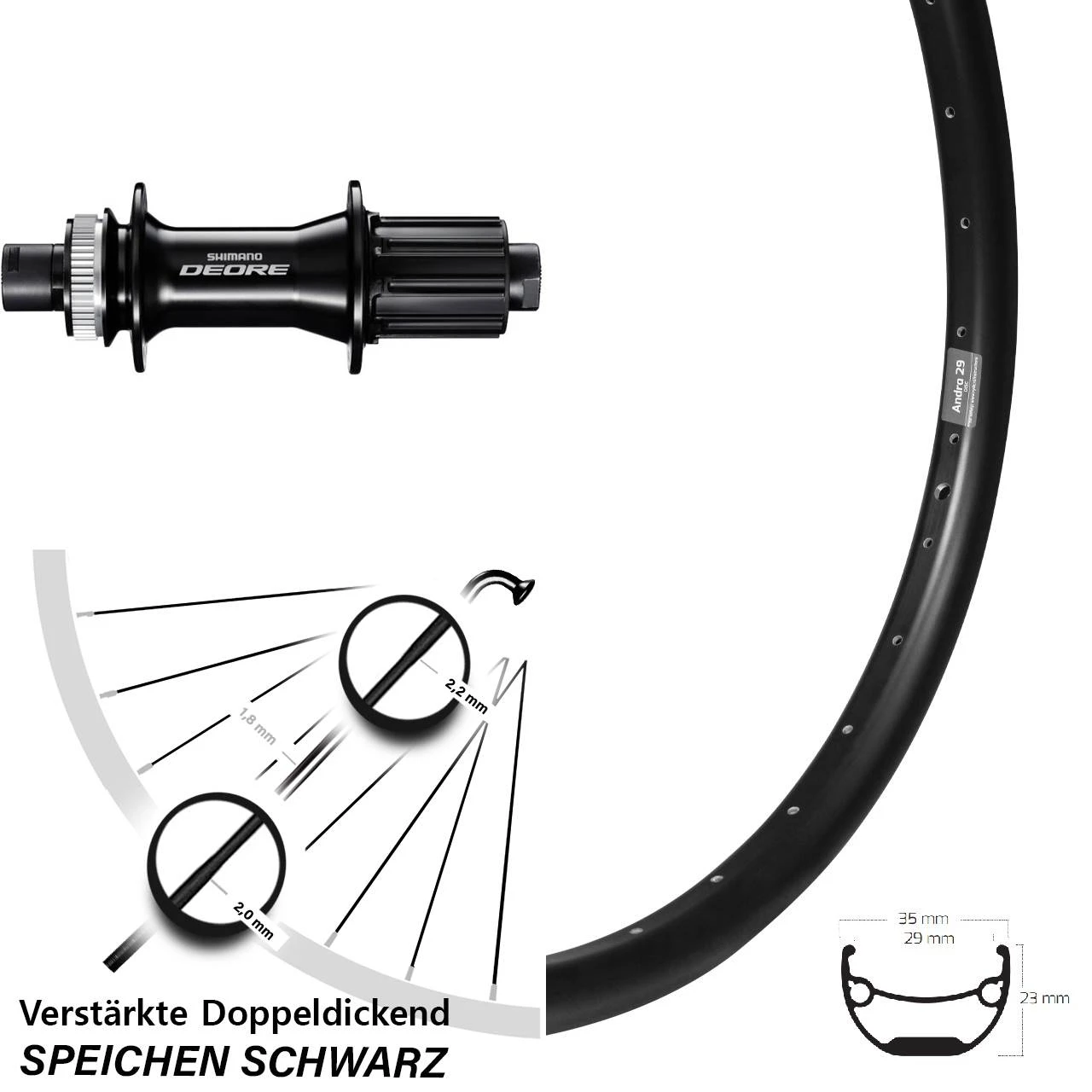 Hinterrad 27,5 Zoll Ryde Andra 29 Mit Shimano Deore FH-M6010 Nabe 3 Hinterrad 27,5 Zoll Ryde Andra 29 Mit Shimano Deore FH-M6010 Nabe