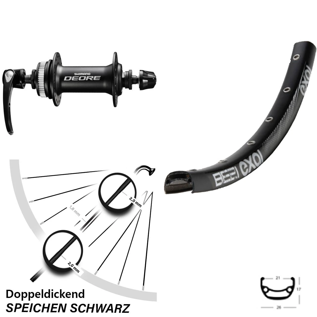 28/29 Zoll Vorderrad Exal BE 21 Shimano Deore HB-M6000 QR Centerlock 3 28/29 Zoll Vorderrad Exal BE 21 Shimano Deore HB-M6000 QR Centerlock