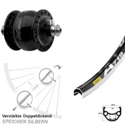 28 Zoll Vorderrad Mit Nabendynamo Mavic A 719 Son Delux Schwarz