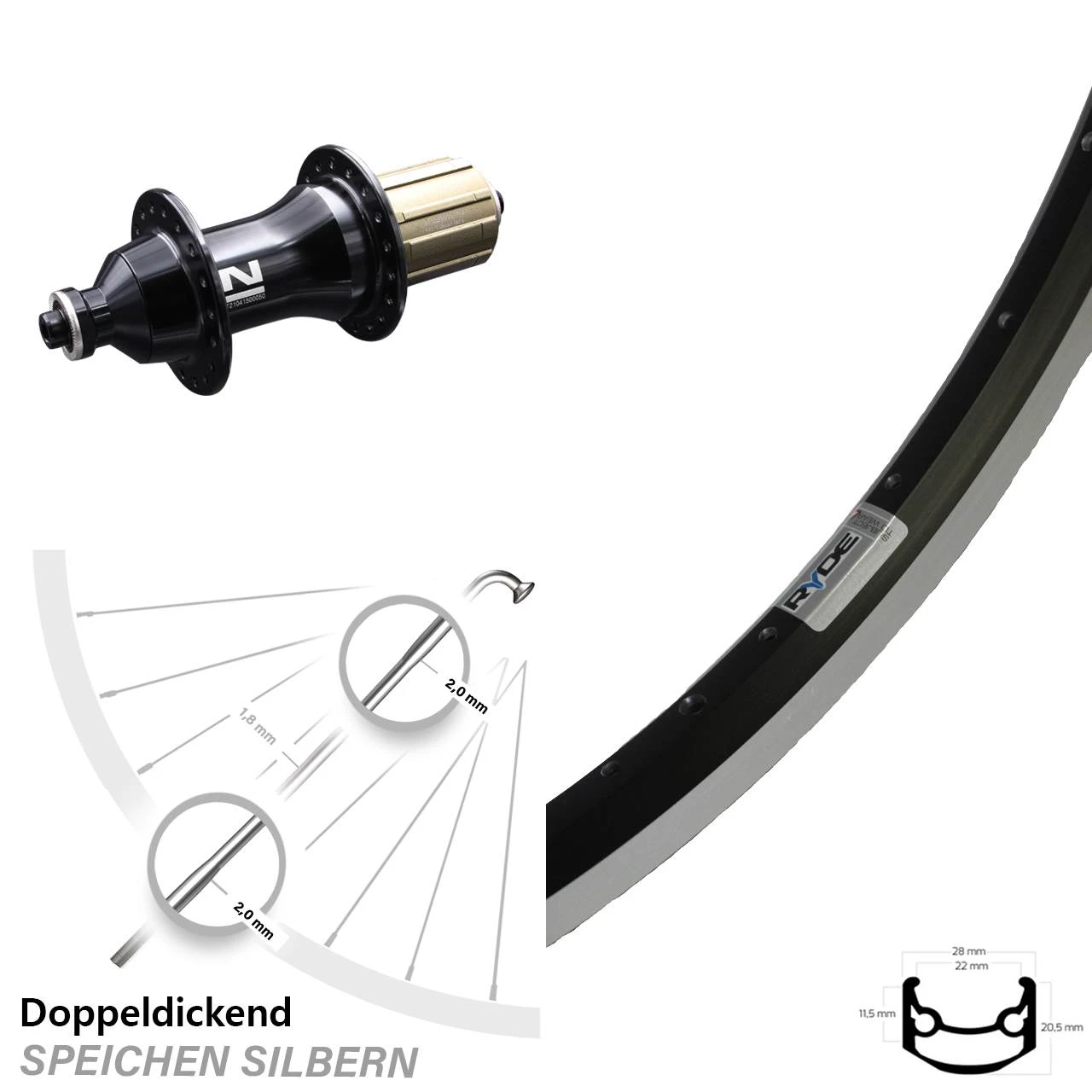 Hinterrad 26 Zoll Ryde Andra 35 Novatec 3 Hinterrad 26 Zoll Ryde Andra 35 Novatec