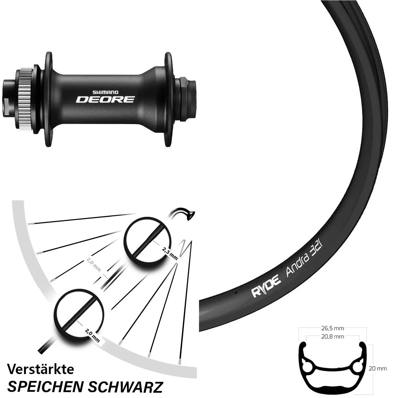 Ryde Andra 321 Vorderrad 28 - 29 Zoll Shimano Deore HB-M618 Steckachse 15x100 Mm 3 Ryde Andra 321 Vorderrad 28 - 29 Zoll Shimano Deore HB-M618 Steckachse 15x100 Mm