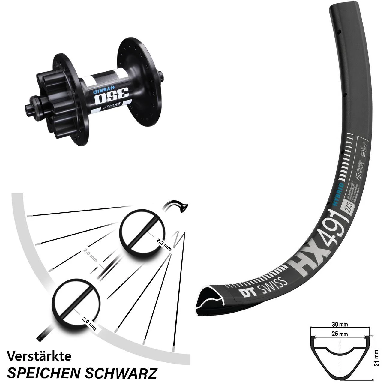 Dt-swiss 27,5 Zoll Vorderrad DT Swiss 350 Hybrid HX 491 3 Dt-swiss 27,5 Zoll Vorderrad DT Swiss 350 Hybrid HX 491