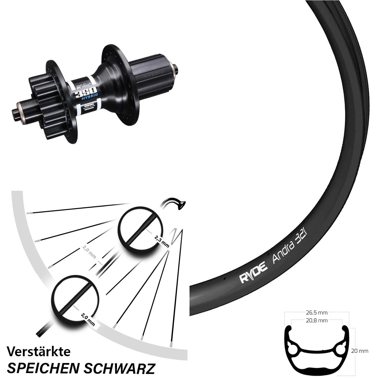 Ryde Andra 321 Disc 29 Zoll Hinterrad DT Swiss 350 Hybrid 5/135 Mm 3 Ryde Andra 321 Disc 29 Zoll Hinterrad DT Swiss 350 Hybrid 5/135 Mm