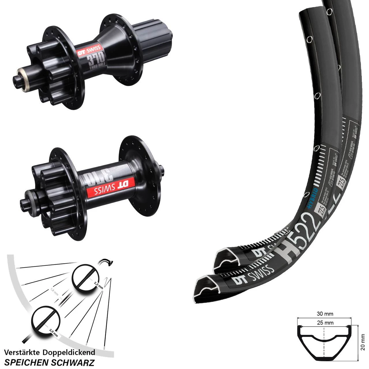 Dt-swiss 28-29 Zoll Laufradsatz H 522 DT Swiss 370 Schnellspanner 10/11-fach 3 Dt-swiss 28-29 Zoll Laufradsatz H 522 DT Swiss 370 Schnellspanner 10/11-fach