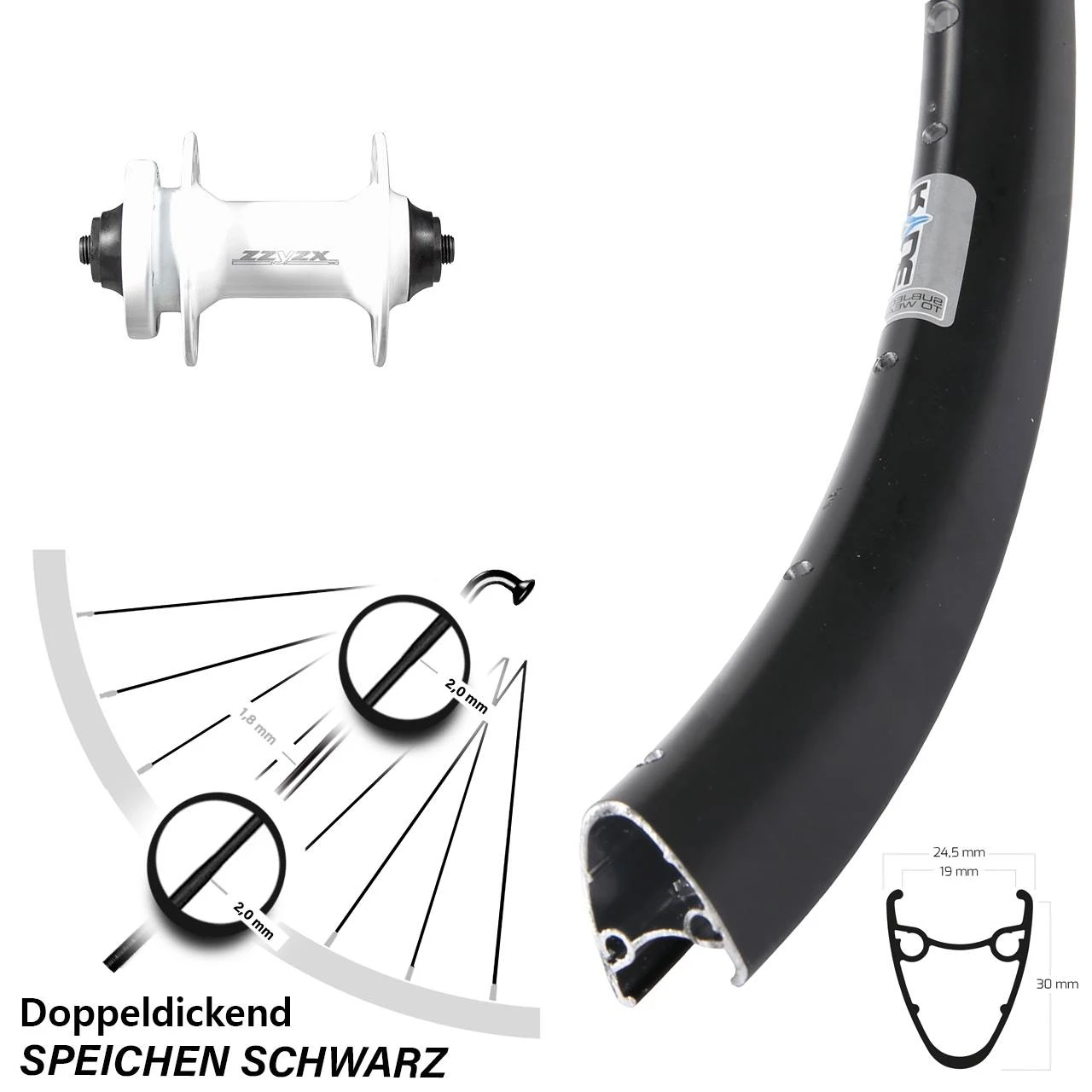 Ryde Dutch 19 Disc Vorderrad Nabe Weiß Formula ZZYZX 6-loch 3 Ryde Dutch 19 Disc Vorderrad Nabe Weiß Formula ZZYZX 6-loch