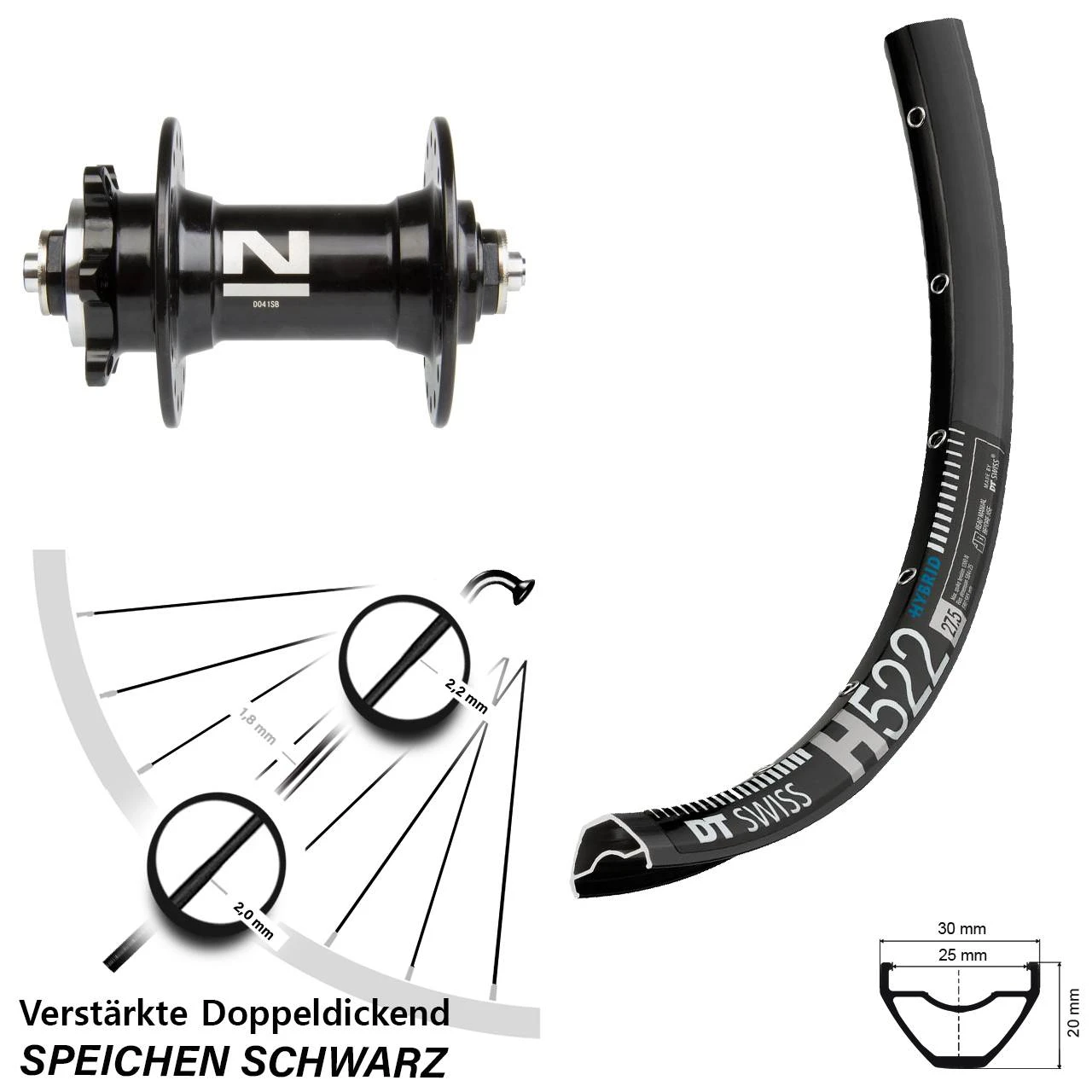Dt-swiss Vorderrad 29 Zoll DT Swiss H 522 Disc Novatec D041SB 5/100 Mm 6-loch 3 Dt-swiss Vorderrad 29 Zoll DT Swiss H 522 Disc Novatec D041SB 5/100 Mm 6-loch