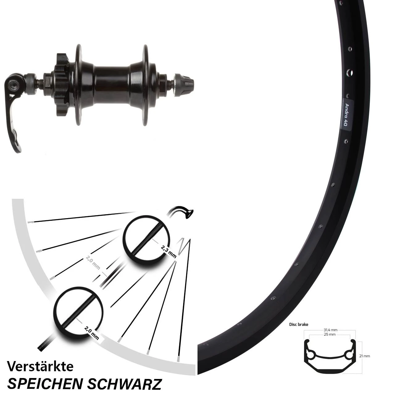 28-29 Zoll Vorderrad Novatec Nabe 6-Loch Ryde Andra 40 Disc 3 28-29 Zoll Vorderrad Novatec Nabe 6-Loch Ryde Andra 40 Disc