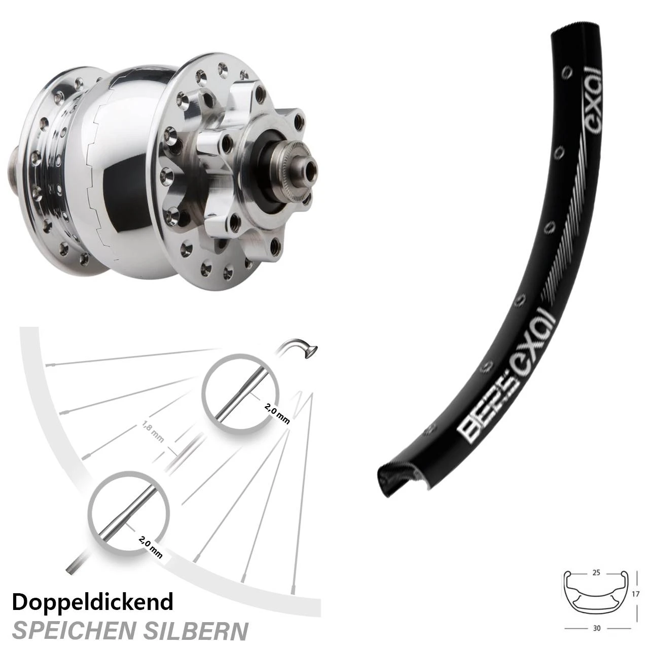 Vorderrad 26 Zoll Exal BE 25 SON28 3 Vorderrad 26 Zoll Exal BE 25 SON28