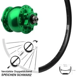 Ryde Vorderrad Andra 29 27,5 Zoll Nabendynamo Son 28 Grün 6-Loch
