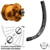 Dt-swiss SON 28 Nabendynamo Orange Eloxiert DT Swiss H 522 Vorderrad 29 Zoll