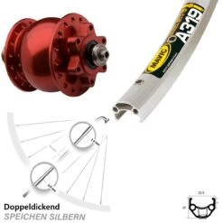 Vorderrad 28 Zoll Mavic A319 Son 28 Rot Eloxiert Nabendynamo 6-Loch