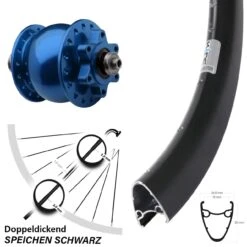 28 Zoll Vorderrad Mit Nabendynamo Ryde Dutch 19 SON 28 Blau Eloxiert