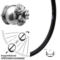 26 Zoll SON 28 Silber Eloxiert Nabendynamo Vorderrad Ryde Andra 40 Disc