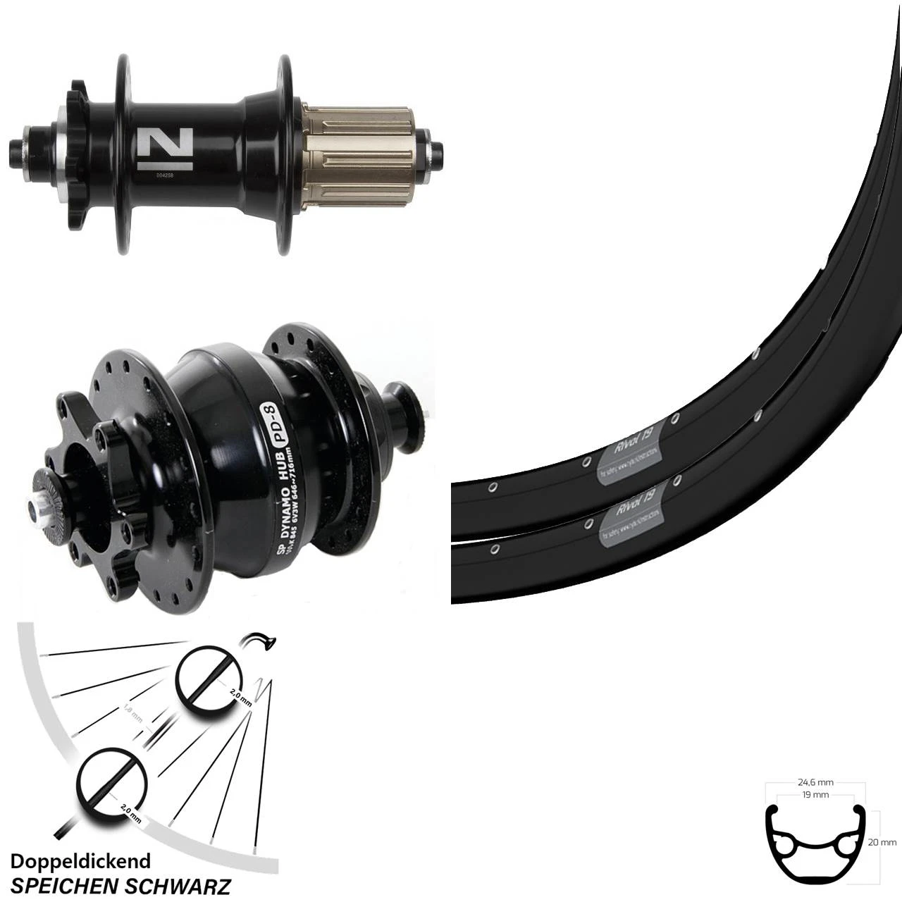Laufradsatz 28-29 Zoll Ryde Rival 19 Novatec D042 Disc Dynamo Shutter Precision PD-8 3 Laufradsatz 28-29 Zoll Ryde Rival 19 Novatec D042 Disc Dynamo Shutter Precision PD-8
