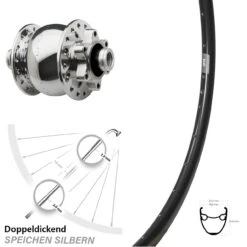 28 Zoll Ryde DP 19 Disc 6-loch Vorderrad SON 28-12 Dynamo Silbern Poliert 12/100 Mm