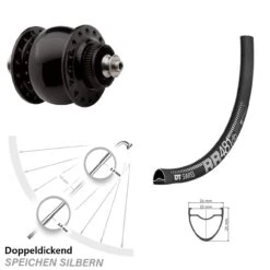 Dt-swiss 28 Zoll Nabendynamo Vorderrad DT Swiss RR 481 DB SON 28