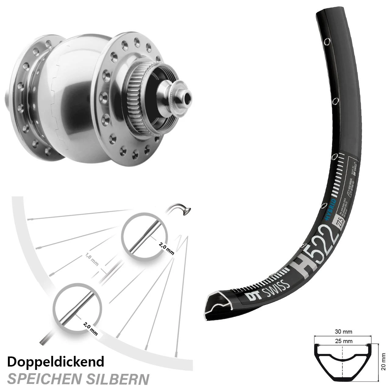 Dt-swiss Laufrad 29 Zoll DT Swiss H 522 Disc Schwarz Son 28 Silbern Eloxiert 3 Dt-swiss Laufrad 29 Zoll DT Swiss H 522 Disc Schwarz Son 28 Silbern Eloxiert