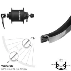 Vorderrad 26 Zoll Ryde Andra 30 Felgenbremse Dynamo Shimano DH-T4000-1N Alivio