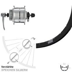 Vorderrad Dynamo 27,5 Zoll Ryde Rival 23 Shimano DH-3D32-QR Für Schnellspanner