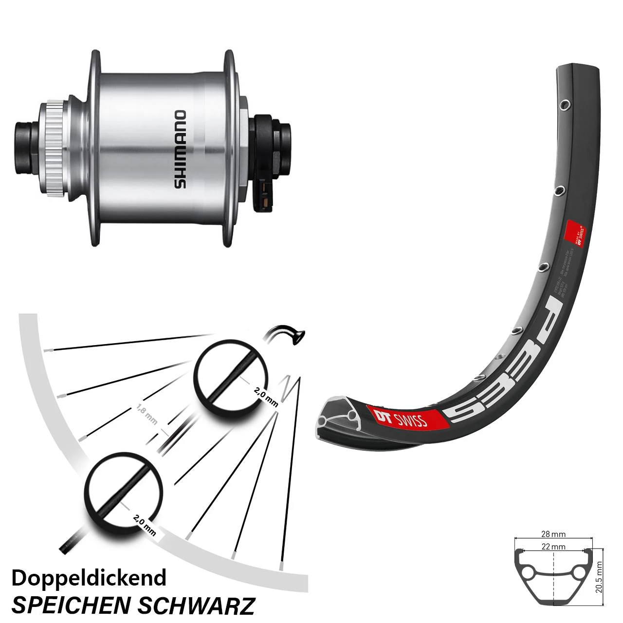 Dt-swiss 27,5 Zoll Vorderes Rad Mit Nabendynamo DT Swiss 533 D Shimano DHUR705 Für Scheibenbremse 3 Dt-swiss 27,5 Zoll Vorderes Rad Mit Nabendynamo DT Swiss 533 D Shimano DHUR705 Für Scheibenbremse