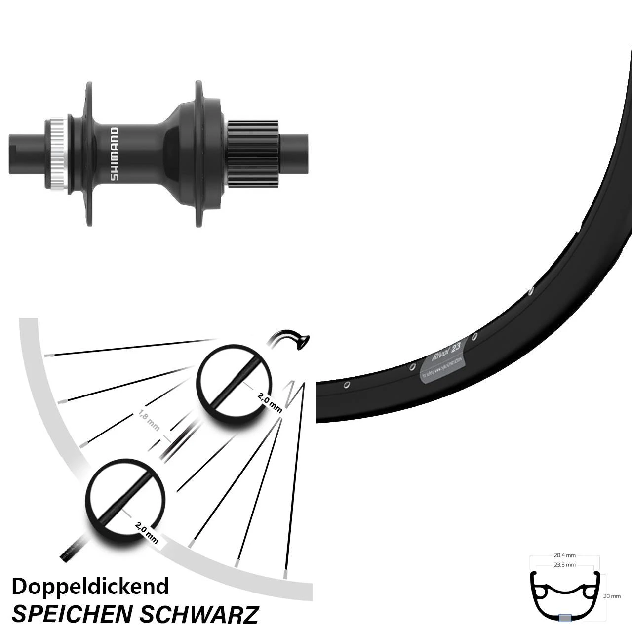 Ryde Rival 23 Hinterrad 27,5 Zoll Mit Shimano FH-MT410-B Boost Nabe 12-fach 3 Ryde Rival 23 Hinterrad 27,5 Zoll Mit Shimano FH-MT410-B Boost Nabe 12-fach