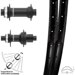 27,5 Zoll Boost Laufradsatz Shimano MT410-B Centerlock Microspline 12-fach Exal BE34+